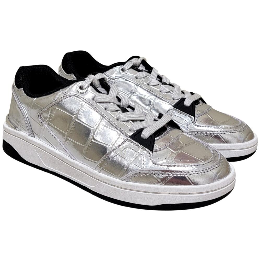 Michael Michael Kors Women Rebel Lace Up Low Top Sneakers Size US 5.5M Silver